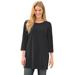 Plus Size Women's Perfect Three-Quarter-Sleeve Scoopneck Tunic by Woman Within in Black (Size L)