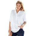 Plus Size Women's Three-Quarter Sleeve Tab-Front Tunic by Woman Within in White (Size 4X)