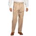 Men's Big & Tall Classic Fit Wrinkle-Free Expandable Waist Pleat Front Pants by KingSize in Dark Khaki (Size 54 38)