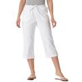 Plus Size Women's Drawstring Denim Capri by Woman Within in White (Size 34) Pants
