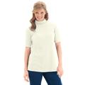 Plus Size Women's Ribbed Short Sleeve Turtleneck by Woman Within in Ivory (Size 4X) Shirt