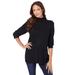 Plus Size Women's Fine Gauge Drop Needle Mockneck Sweater by Roaman's in Black (Size 1X)