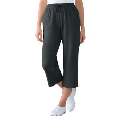 Plus Size Women's Sport Knit Capri Pant by Woman Within in Heather Charcoal (Size M)