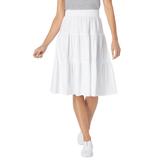 Plus Size Women's Jersey Knit Tiered Skirt by Woman Within in White (Size 34/36)