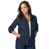 Plus Size Women's Classic Cotton Denim Jacket by Jessica London in Indigo (Size 28) 100% Cotton Jean Jacket