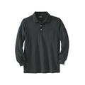 Men's Big & Tall Long-Sleeve Shrink-Less™ Piqué Polo by KingSize in Heather Charcoal (Size L)