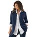 Plus Size Women's Boyfriend Blazer by Roaman's in Navy (Size 22 W) Professional Jacket