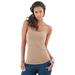 Plus Size Women's Bra Cami with Adjustable Straps by Roaman's in New Khaki (Size 5X) Stretch Tank Top Built in Bra Camisole