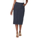 Plus Size Women's Comfort Waist Stretch Denim Midi Skirt by Jessica London in Indigo (Size 24) Elastic Waist Stretch Denim