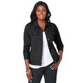 Plus Size Women's Classic Cotton Denim Jacket by Jessica London in Black (Size 24) 100% Cotton Jean Jacket