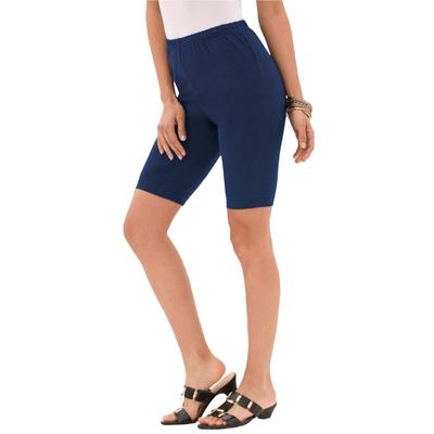 Plus Size Women's Essential Stretch Bike Short by Roaman's in Navy (Size 1X) Cycle Gym Workout