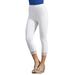 Plus Size Women's Lace-Trim Essential Stretch Capri Legging by Roaman's in White (Size 1X) Activewear Workout Yoga Pants