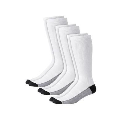 Men's Big & Tall Full Length Cushioned Crew Socks 3-Pack by KingSize in White (Size 2XL)