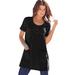 Plus Size Women's Two-Pocket Soft Knit Tunic by Roaman's in Black (Size 1X) Long T-Shirt