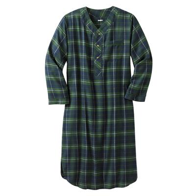 Men's Big & Tall Plaid Flannel Nightshirt by KingSize in Balsam Plaid (Size 7XL/8XL) Pajamas