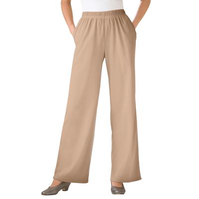 Plus Size Women's 7-Day Knit Wide-Leg Pant by Woman Within in New Khaki (Size S)