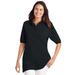 Plus Size Women's Elbow Short-Sleeve Polo Tunic by Woman Within in Black (Size 6X) Polo Shirt