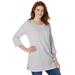 Plus Size Women's Perfect Three-Quarter-Sleeve Scoopneck Tunic by Woman Within in Heather Grey (Size 1X)