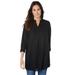 Plus Size Women's Three-Quarter Sleeve Tab-Front Tunic by Woman Within in Black (Size L)