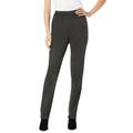 Plus Size Women's Straight Leg Ponte Knit Pant by Woman Within in Heather Charcoal (Size 12 T)