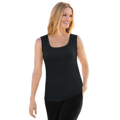 Plus Size Women's Rib Knit Tank by Woman Within in Black (Size L) Top
