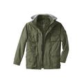 Men's Big & Tall 9 Pocket Twill Utility Jacket with Removable Hood by Boulder Creek in Olive (Size 4XL)