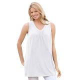 Plus Size Women's Perfect Sleeveless Shirred V-Neck Tunic by Woman Within in White (Size 3X)
