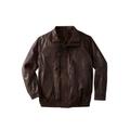 Men's Big & Tall Leather Bomber Jacket by KingSize in Brown (Size 4XL)