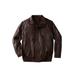 Men's Big & Tall Leather Bomber Jacket by KingSize in Brown (Size L)