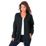 Plus Size Women's Classic-Length Thermal Hoodie by Roaman's in Black (Size 3X) Zip Up Sweater