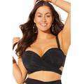 Plus Size Women's Crisscross Cup Sized Wrap Underwire Bikini Top by Swimsuits For All in Black (Size 26 D/DD)