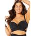 Plus Size Women's Crisscross Cup Sized Wrap Underwire Bikini Top by Swimsuits For All in Black (Size 16 E/F)