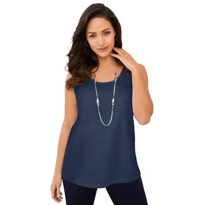 Plus Size Women's Stretch Cotton Horseshoe Neck Ta...