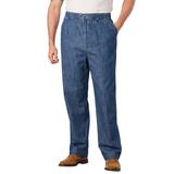 Men's Big & Tall Knockarounds® Full-Elastic Waist Pants in Twill or Denim by KingSize in Stonewash (Size 3XL 40)