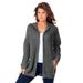 Plus Size Women's Classic-Length Thermal Hoodie by Roaman's in Medium Heather Grey (Size 1X) Zip Up Sweater