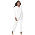 Plus Size Women's 2-Piece Stretch Crepe Single-Breasted Pantsuit by Jessica London in White (Size 14 W) Set