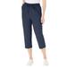 Plus Size Women's Seersucker Capri Pant by Woman Within in Navy (Size 14 W)