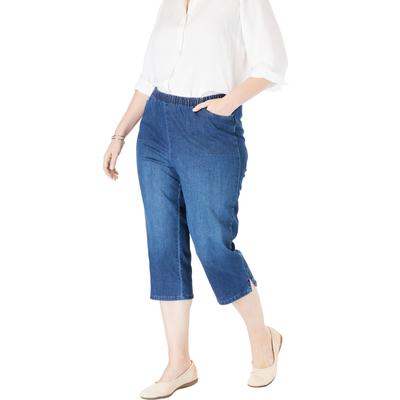 Plus Size Women's Capri Fineline Denim Jean by Woman Within in Stonewash Sanded (Size 28 WP)