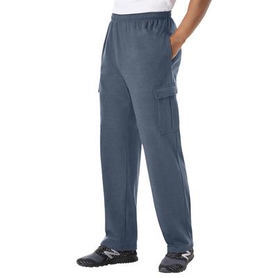 Men's Big & Tall Lightweight Jersey Cargo Sweatpants by KingSize in Heather Slate Blue (Size 5XL)