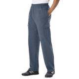 Men's Big & Tall Lightweight Jersey Cargo Sweatpants by KingSize in Heather Slate Blue (Size 7XL)