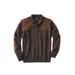 Men's Big & Tall Boulder Creek™ Patch Sweater with Mock Neck by Boulder Creek in Dark Brown (Size 6XL)