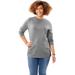 Plus Size Women's Perfect Long-Sleeve Crewneck Tee by Woman Within in Medium Heather Grey (Size L) Shirt