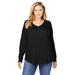 Plus Size Women's Washed Thermal V-Neck Tee by Woman Within in Black (Size 26/28) Shirt