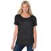 Plus Size Women's Marled Cuffed-Sleeve Tee by Woman Within in Dark Black Marled (Size M) Shirt