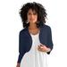 Plus Size Women's Bolero Cardigan with Three-Quarter Sleeves by Roaman's in Navy (Size 5X) Shrug