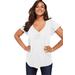 Plus Size Women's Flutter-Sleeve Sweetheart Ultimate Tee by Roaman's in White (Size 22/24) Long T-Shirt Top