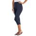 Plus Size Women's Essential Stretch Capri Legging by Roaman's in Navy (Size 14/16) Activewear Workout Yoga Pants