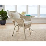 Roma Hand-Woven Resin Wicker Stacking Chair by BrylaneHome in White + Free Seat & Back Cushions