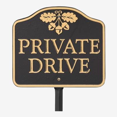 Private Drive Sign by Whitehall Products in Black Gold