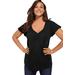 Plus Size Women's Flutter-Sleeve Sweetheart Ultimate Tee by Roaman's in Black (Size 14/16) Long T-Shirt Top